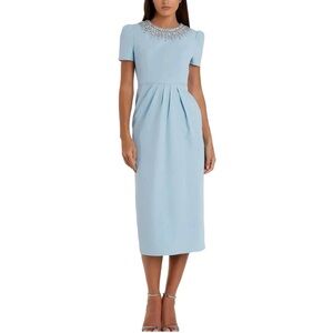 Mac Duggal Sky Blue Embellished Midi Dress